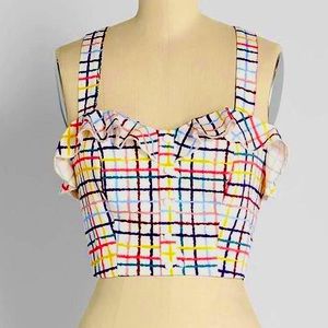 NWT Emilia Watercolor Gingham Top by Modcloth x Collectif